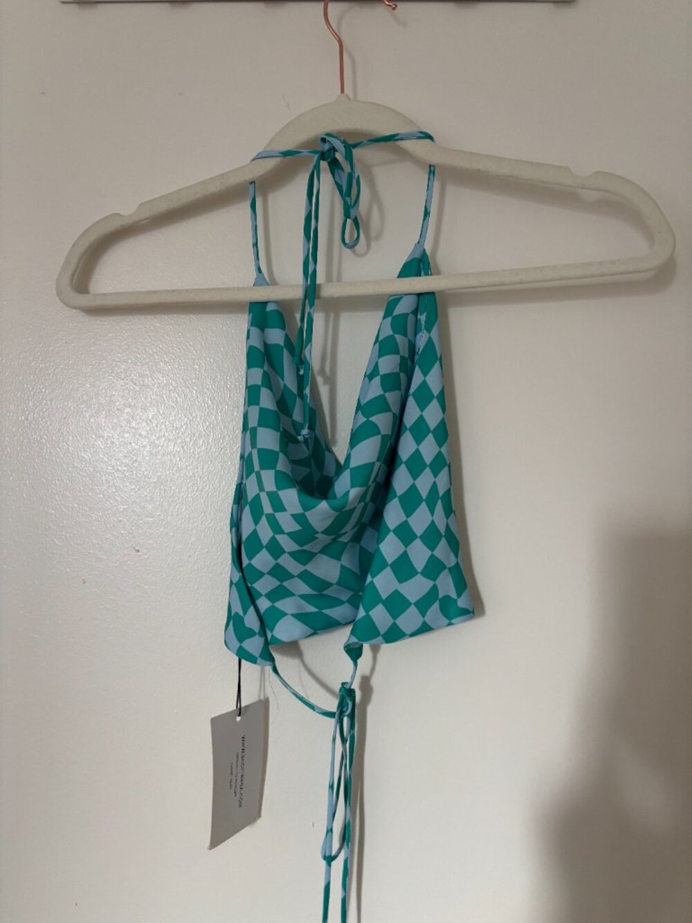 NWT Resa Mindy crop top in Green & Blue Check - Picture 2 of 4
